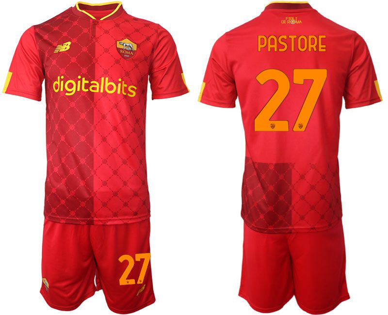 Men 2022-2023 Club AS Rome home red 27 Soccer Jersey